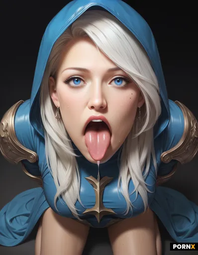 A woman long white hair