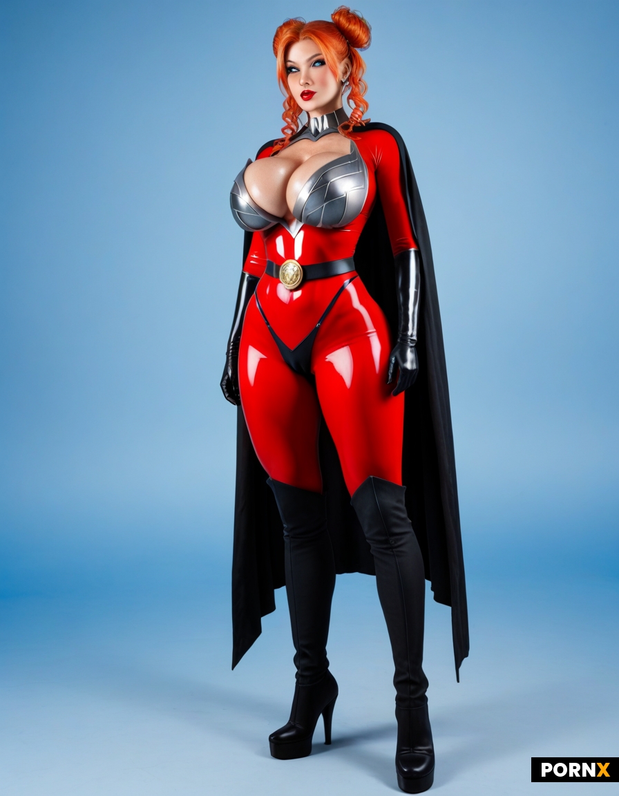 Dynamic dramatic Erotic futuristic scifi cartoon superhero villain