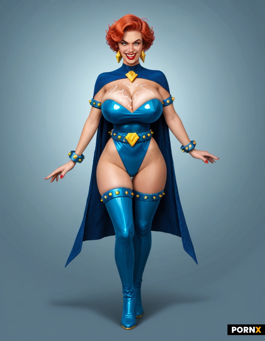 Ultimate Dynamic overdramatic maniacal retro vintage comic superheroine