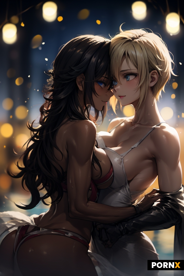 two cute blonde and black haired 20 year old stunning hot women from europe with fit and ripped bodi