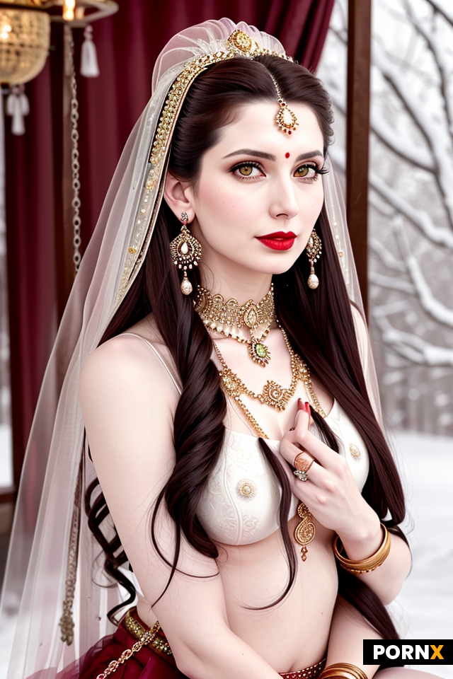 A hyper-realistic  traditional Indian bride topless