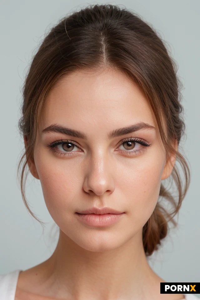 Photorealistic close-up portrait of a 23 year old adult woman with a fair, warm-toned complexion and long copper-red/auburn hair framing the sides of her face. Oval-shaped face with softly defined cheekbones, a gently tapered jawline and small rounded chin. Natural medium-thickness arched eyebrows in a soft auburn-brown shade. Light blue-grey eyes with a subtle darker blue-grey ring around the irises, almond-shaped eyes, naturally defined eyelashes and a direct gaze toward the camera. Small straight nose with a softly rounded tip and natural proportions. Full, prominent lips with a defined cupid’s bow, naturally pink/nude coloring and subtle glossy appearance. Lips slightly pursed forward in a relaxed, subtle pout/duck-face expression. Soft, naturally contoured cheeks, realistic facial symmetry with some natural imperfections. Smooth but authentic skin with visible pores, fine texture and subtle natural variations, no airbrushing or plastic appearance. Natural youthful facial features, realistic anatomy and proportions. Soft natural daylight illuminating the face, gentle highlights across the forehead, nose, cheeks and lips, subtle shadows around the jaw and hairline. Extremely realistic modern smartphone portrait photography, sharp detailed eyes, realistic skin texture, natural color reproduction, 85mm portrait-like facial rendering, shallow depth of field, highly detailed, lifelike, unretouched photographic appearance.