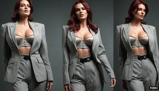 A high-fashion woman in a power suit
