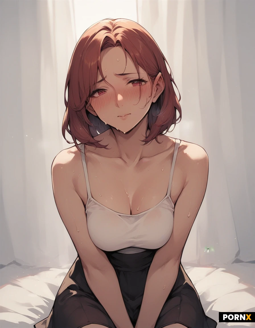 anime, perfect cute svelte body:1.5, blushing, aroused, sweating, face sitting,