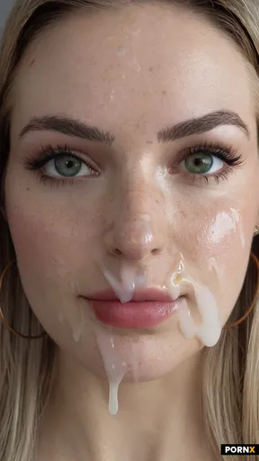 A lot of cum on her face