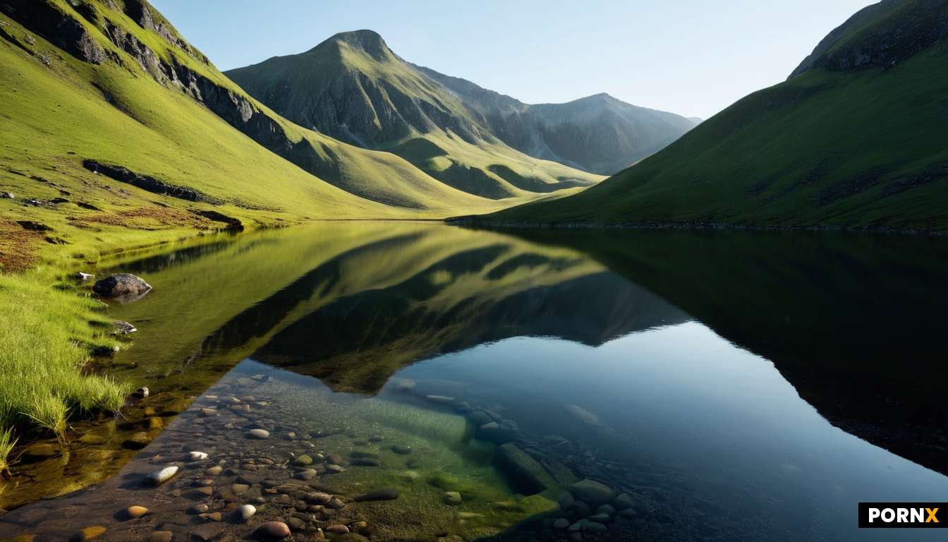 translucent body of water flowing down a poetic looking valley