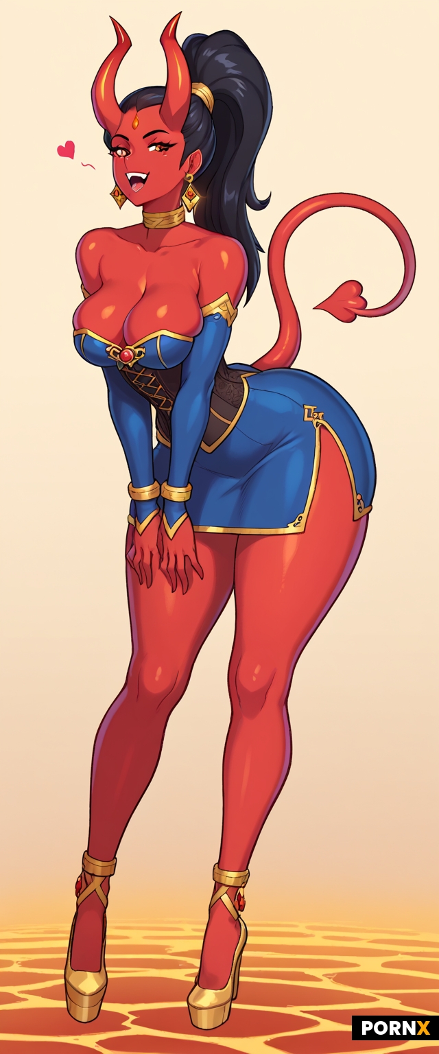 Red skinned demon woman