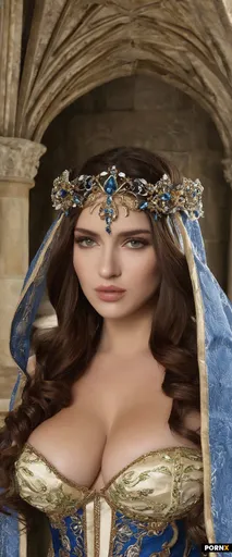 sexy 20 year old medieval brunette French princess with large breasts