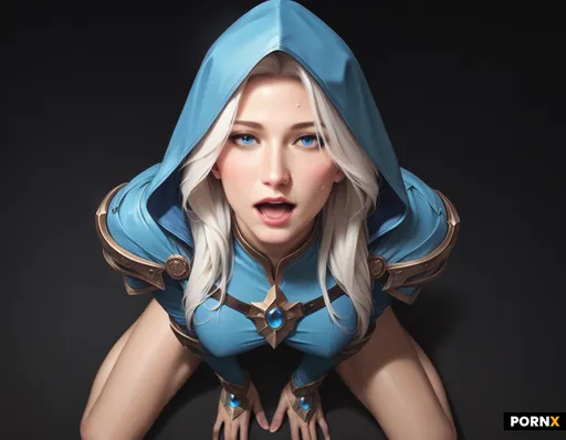 A woman long white hair