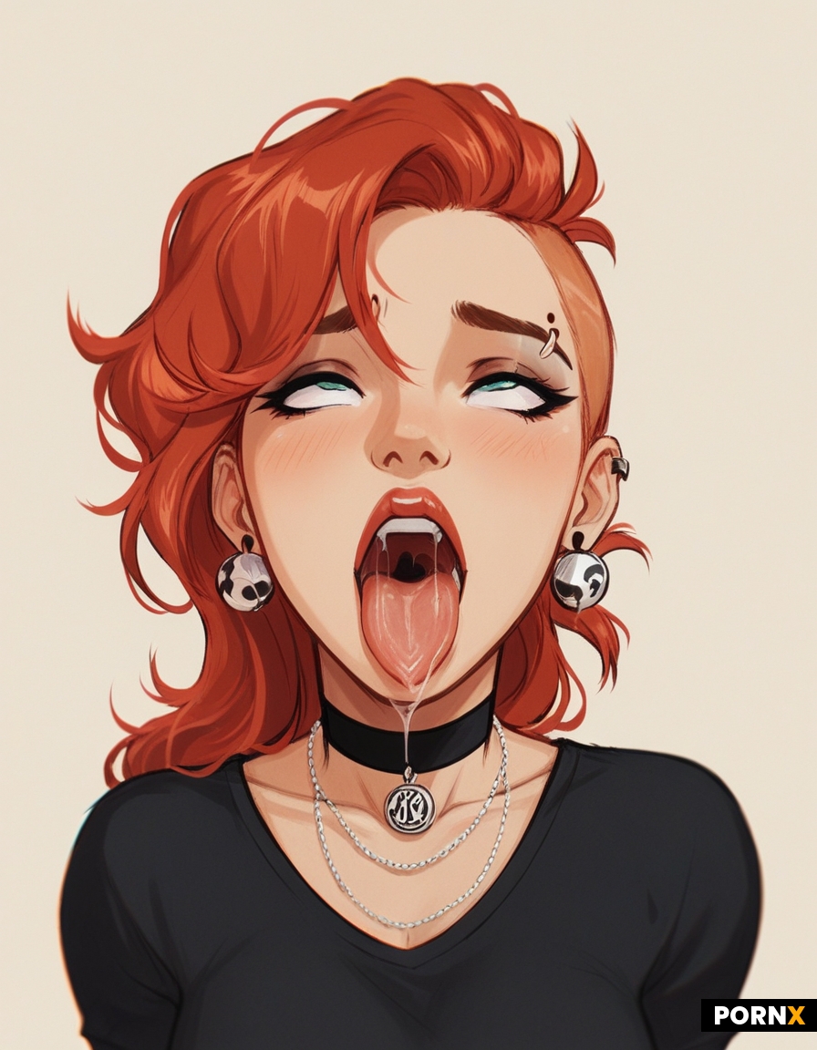 19 year old emo e-girl makes Ahegao face