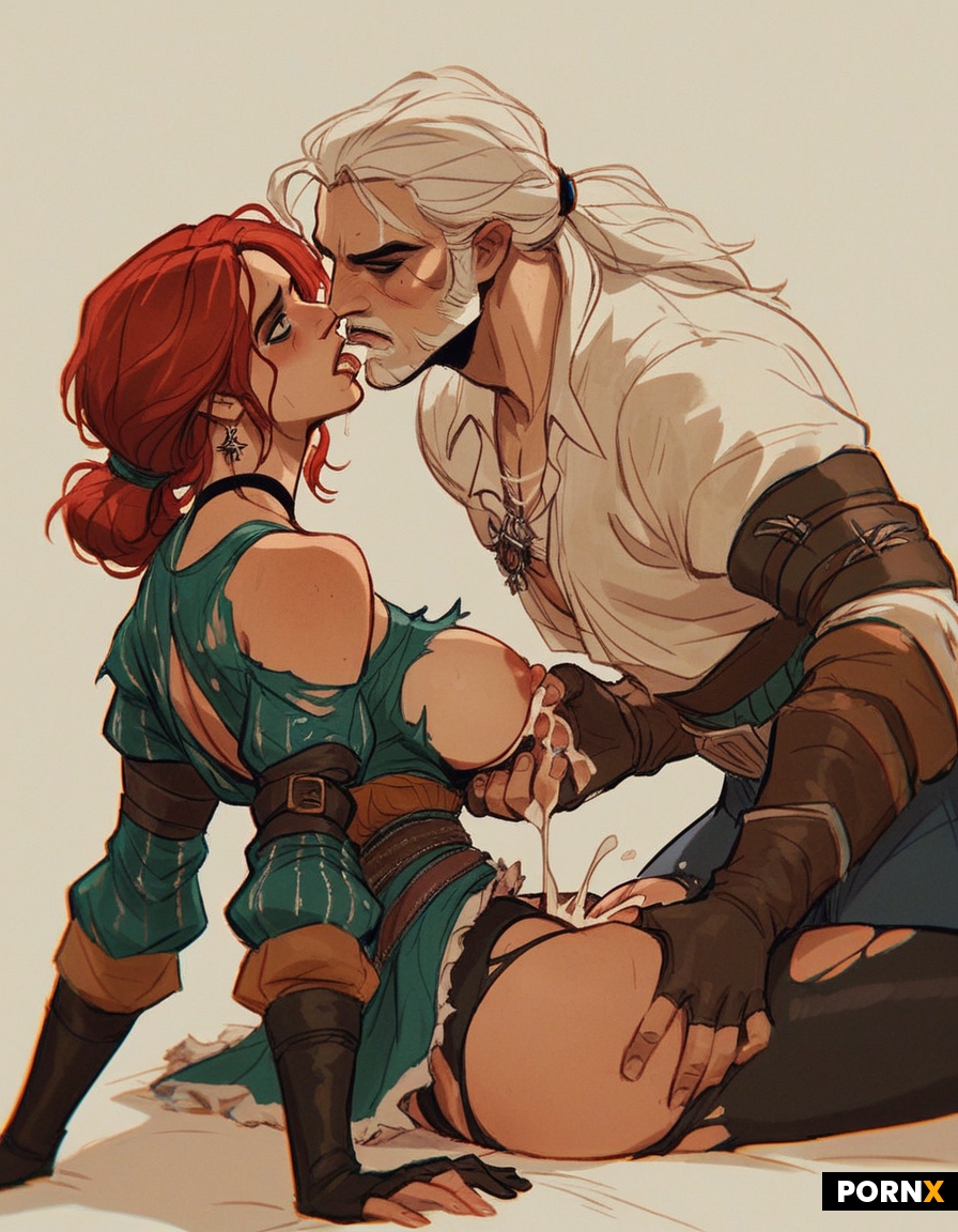Geralt ciri yennefer triss kissing prone bone sex side view cock deep in pussy big boobs massive tit