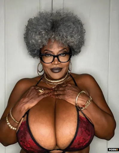 Very fat elderly nigerian lady with dark brown skin