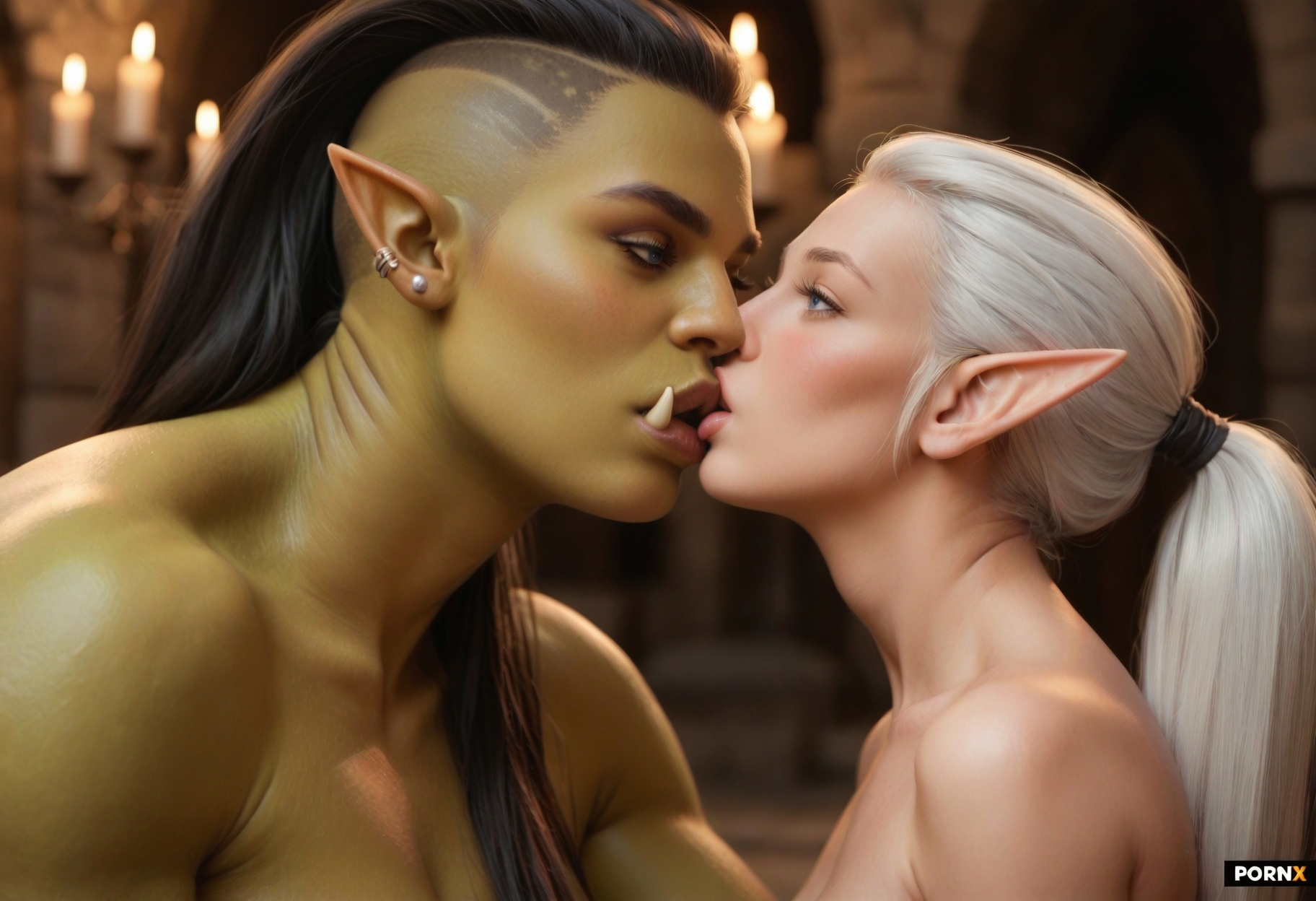 lesbian couple kissing