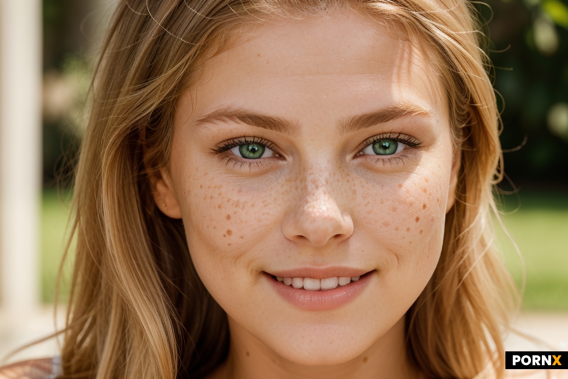 Extreme close-up portrait of a breathtakingly beautiful American woman