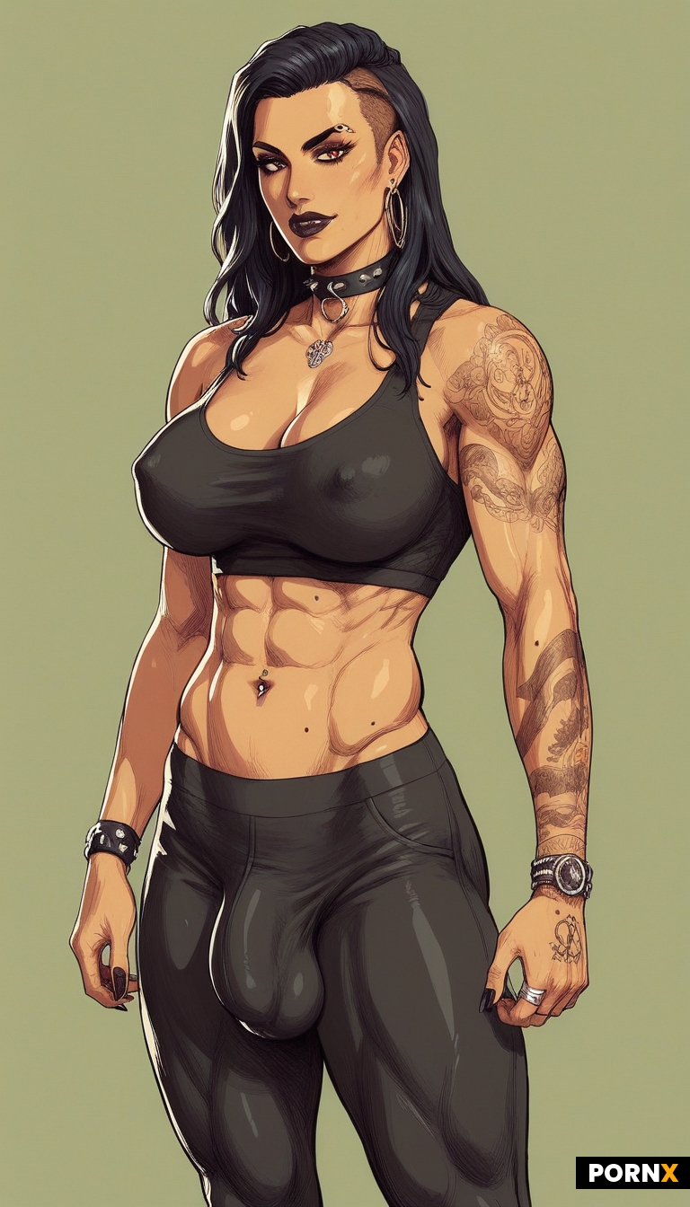 super sexy hot seductive super alpha dominant tattooed boss fitness trainer futanari with enormous m