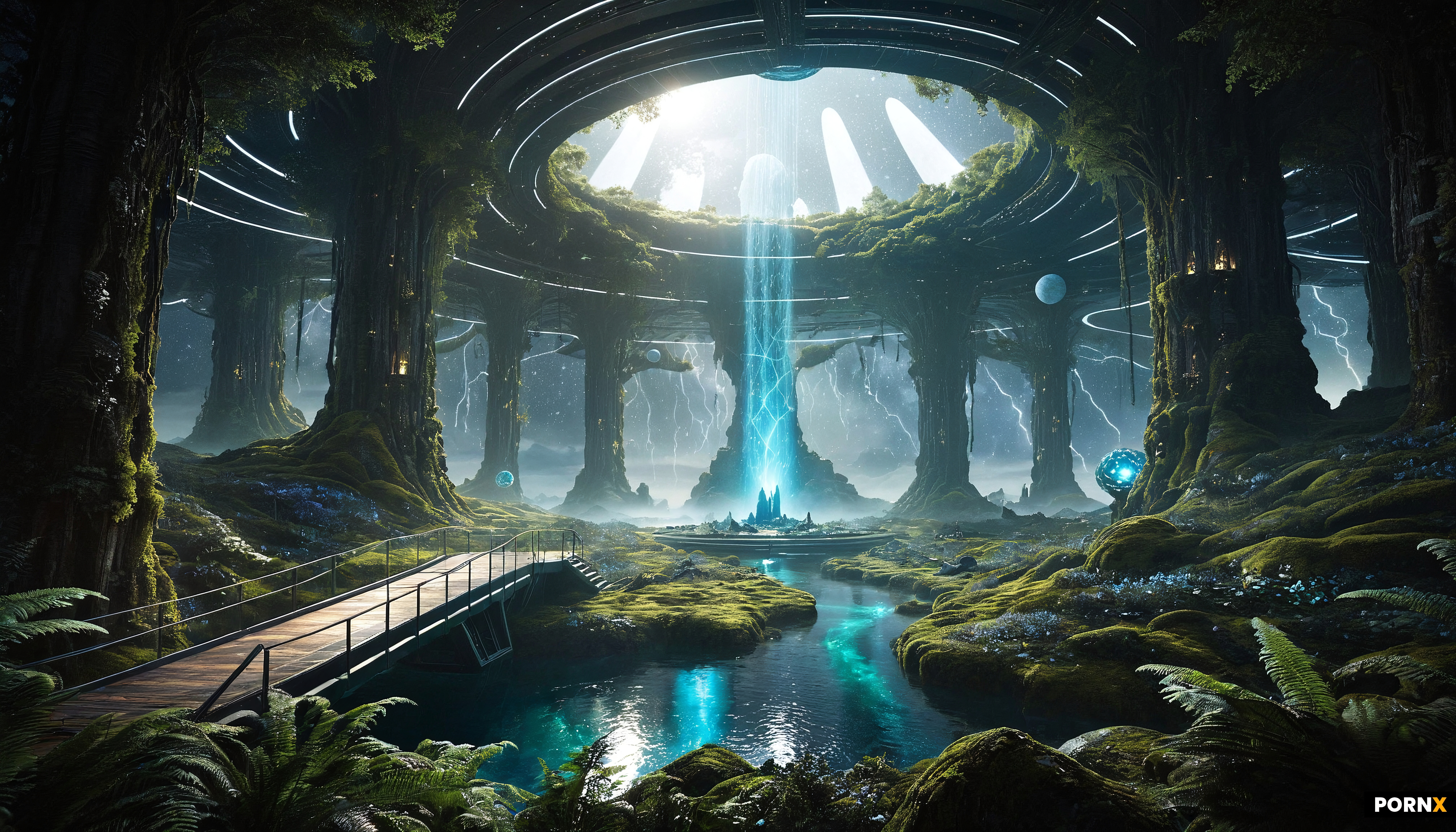Envision a environment inspired by celestial bodies