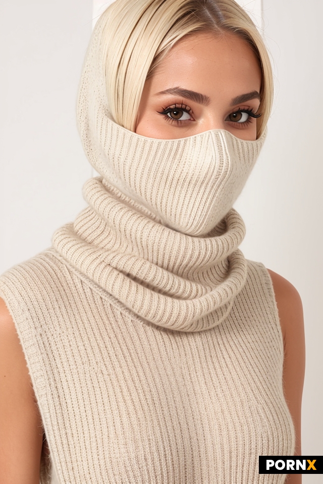 rough sleeveless oversized rib knit turtleneck sweater