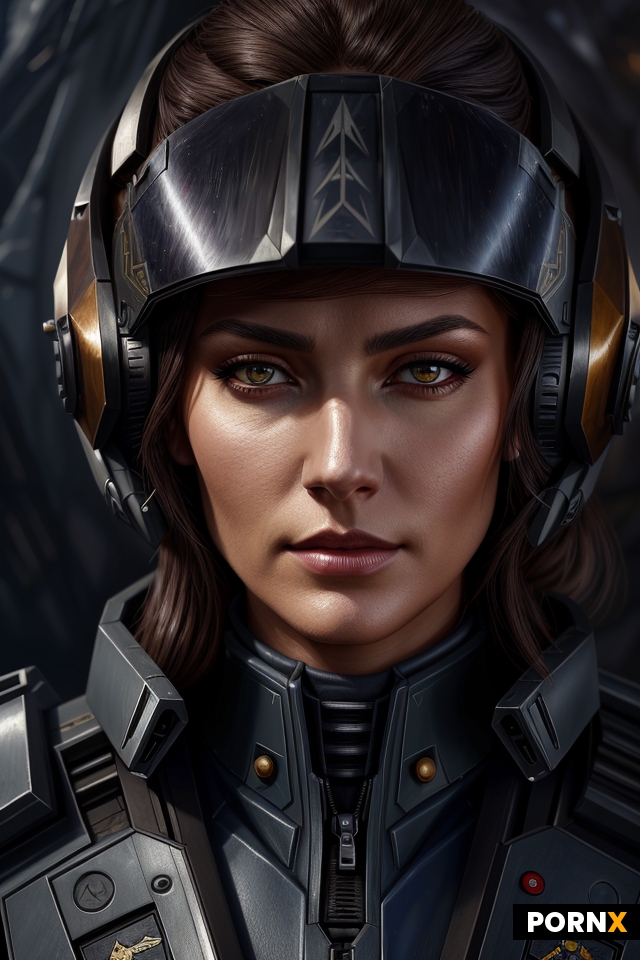 A highly detailed and realistic digital painting of a fierce female Battletech aerospace pilot in he