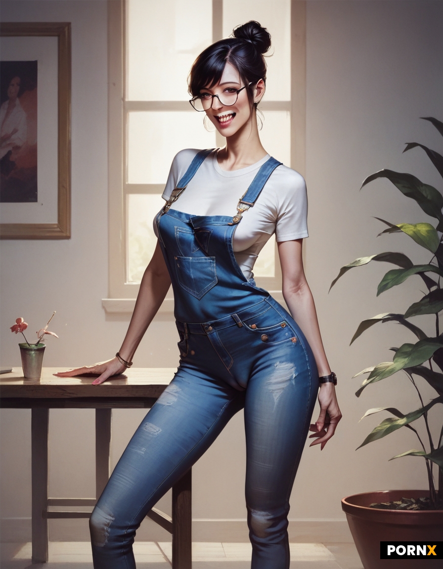 Extremely nerdy tan asian korean dork female
