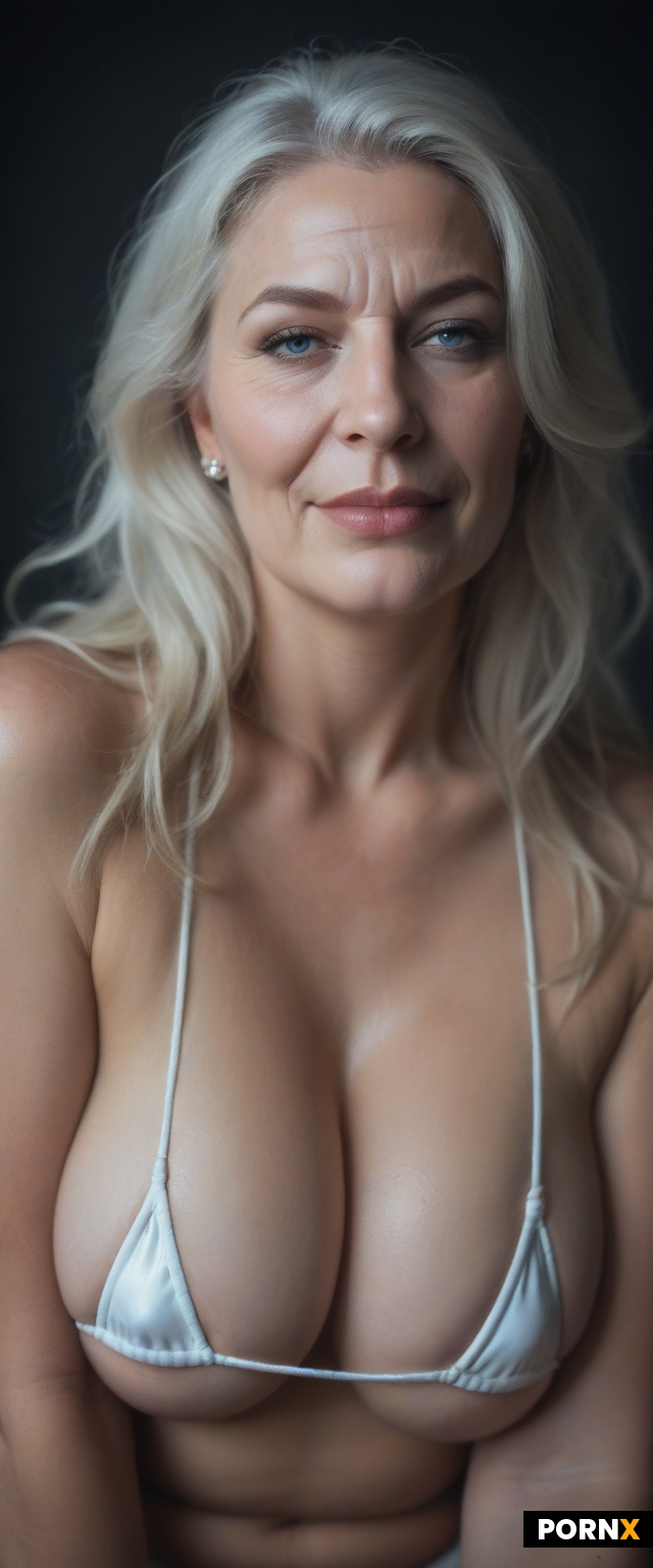 closeup portrait of 45 year old white Scandinavian mature MILF
