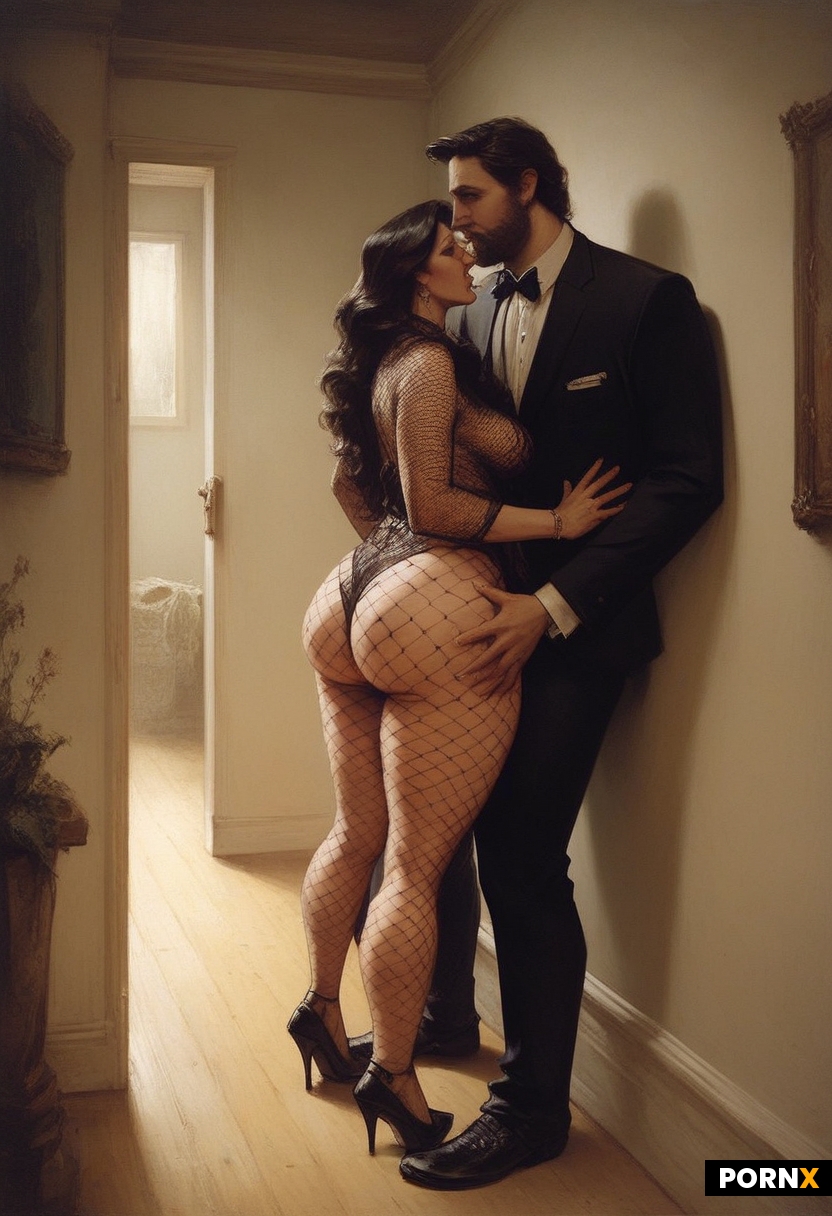 Man and woman hiding around corner