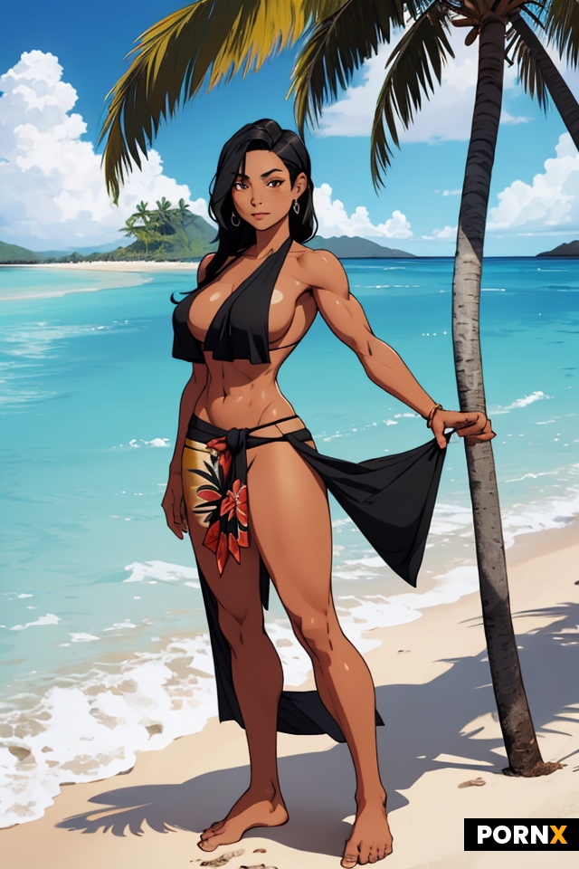 Fit polynesian woman with black hair