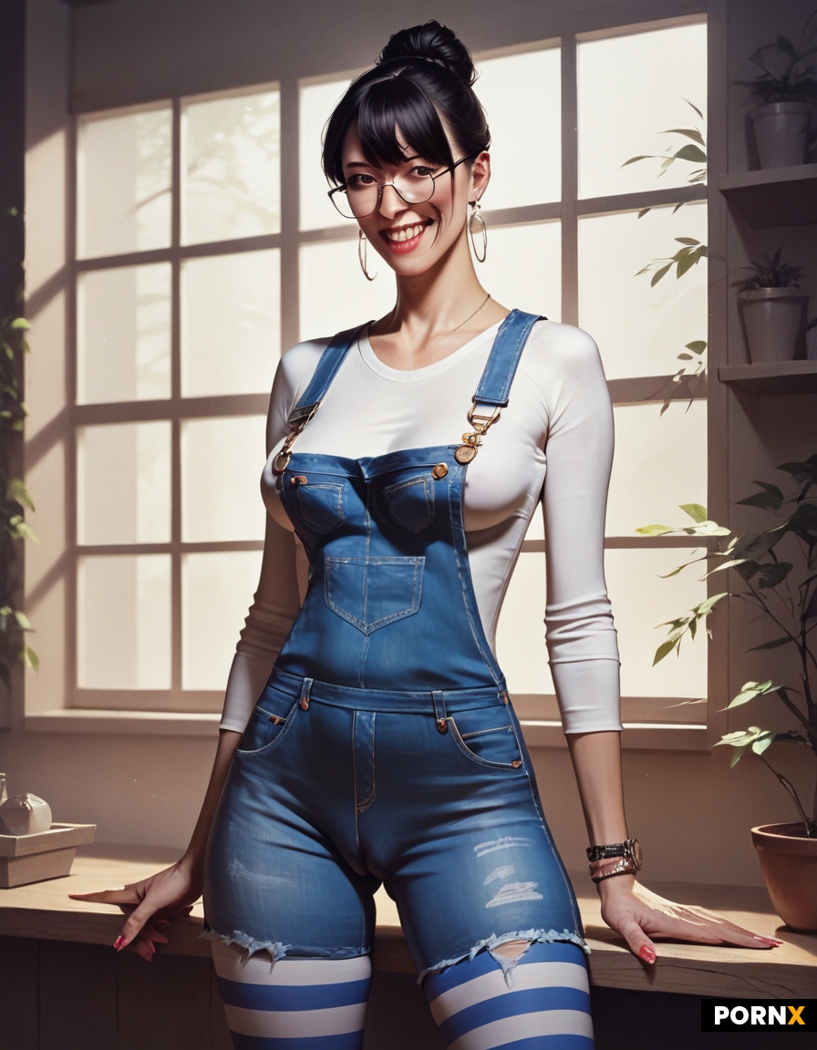 Extremely nerdy tan asian korean dork female