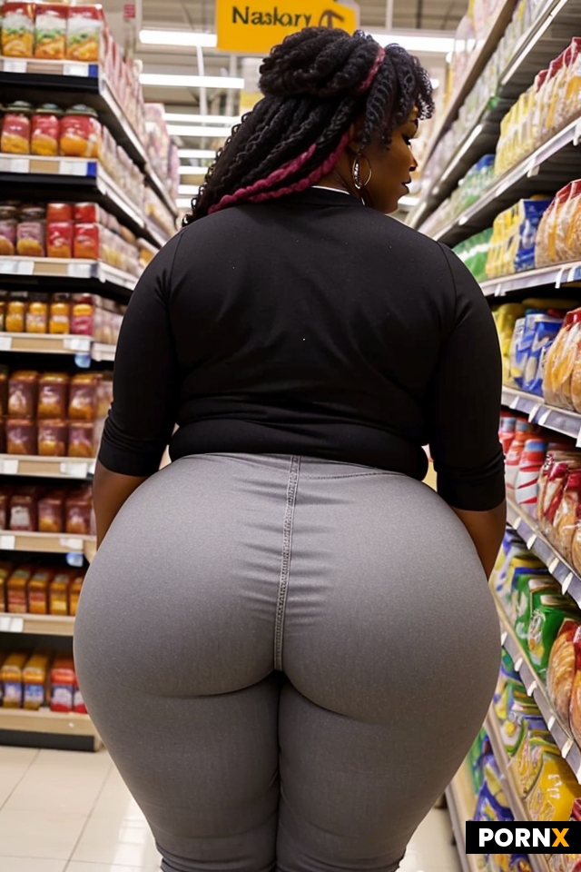 black bbw milf wearing tight causal clothes shopping at grocery store showing off ass