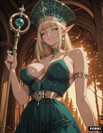 An alluring adult elf mage with short