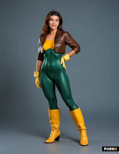 Photorealistic full-body portrait of a short slim thick Latina trans woman MTF