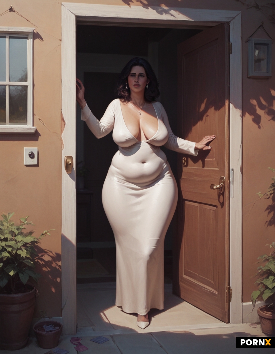 Dark medium hair haired Busty mother