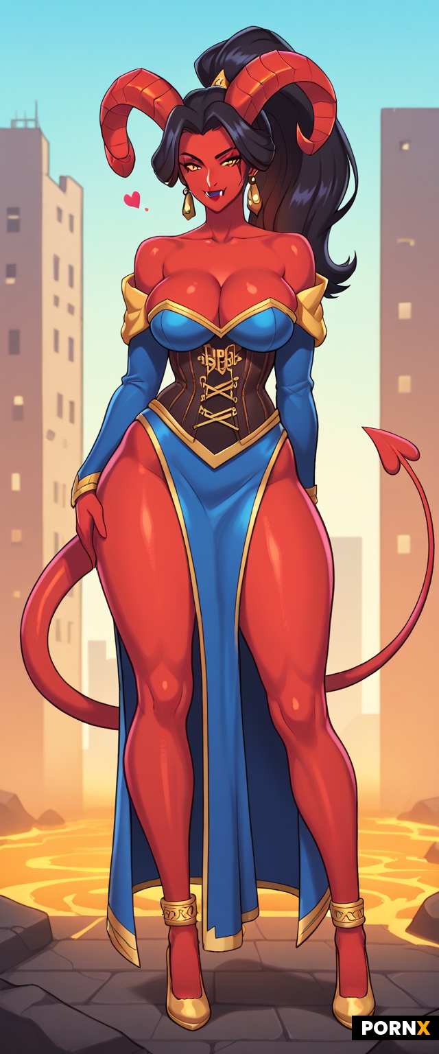 Red skinned demon woman