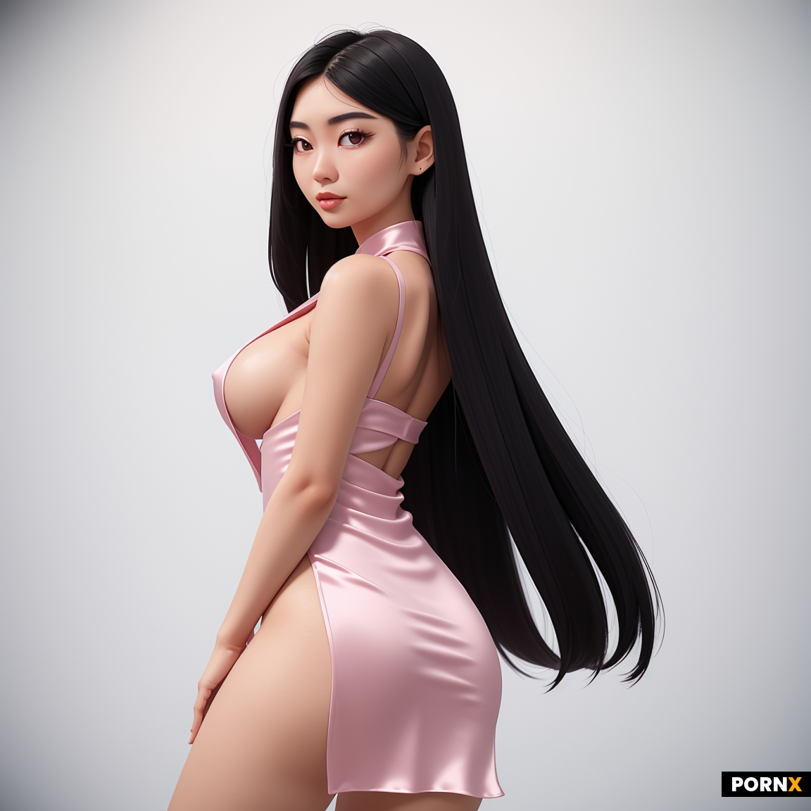 She is a 20 year old Asian with long straight black hair