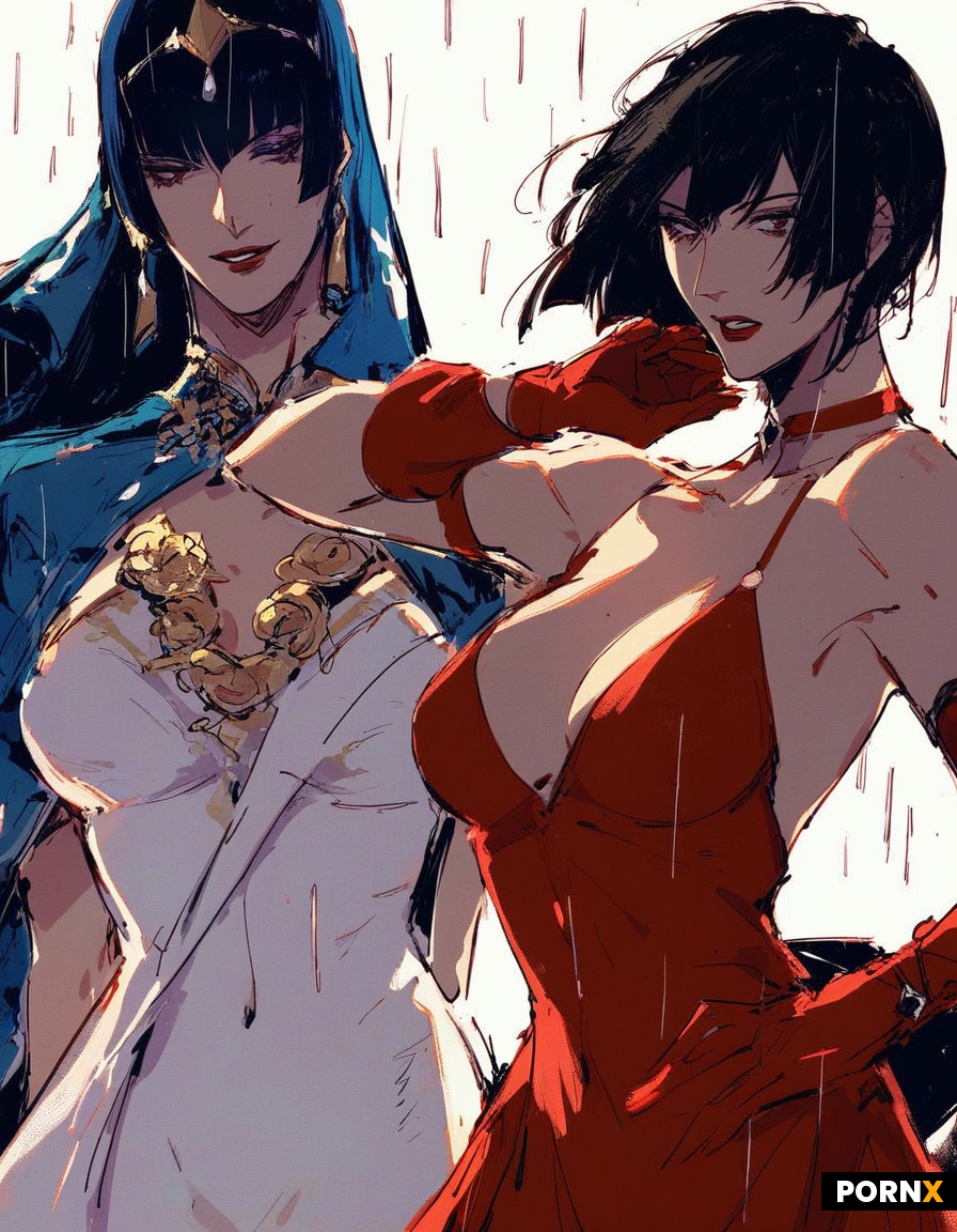 Two stylized female characters in a cinematic duo shot
