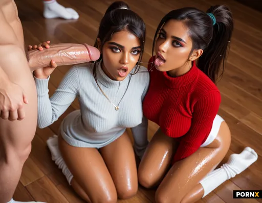 two women giving blowjobs to two men