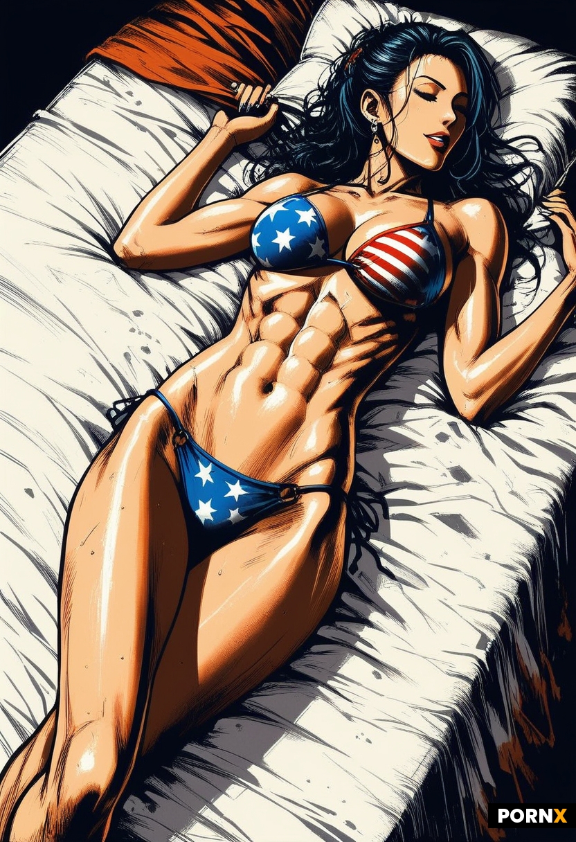 Japanese woman laying on bed in post-apocalyptic