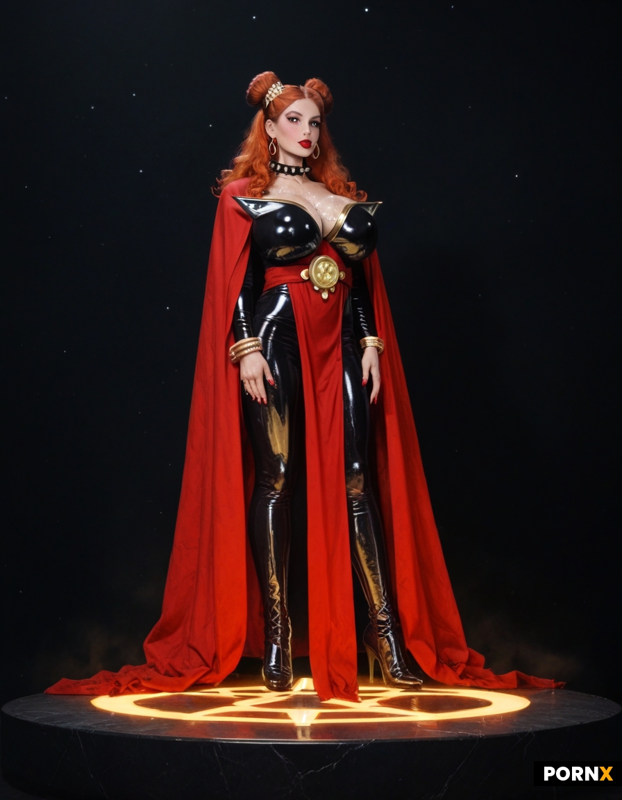 Dynamic overdramatic maniacal futuristic comic siren supervillain succubus seductress diva