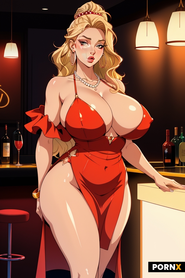 The fictional image portrays a gorgeous blonde woman with exaggerated features
