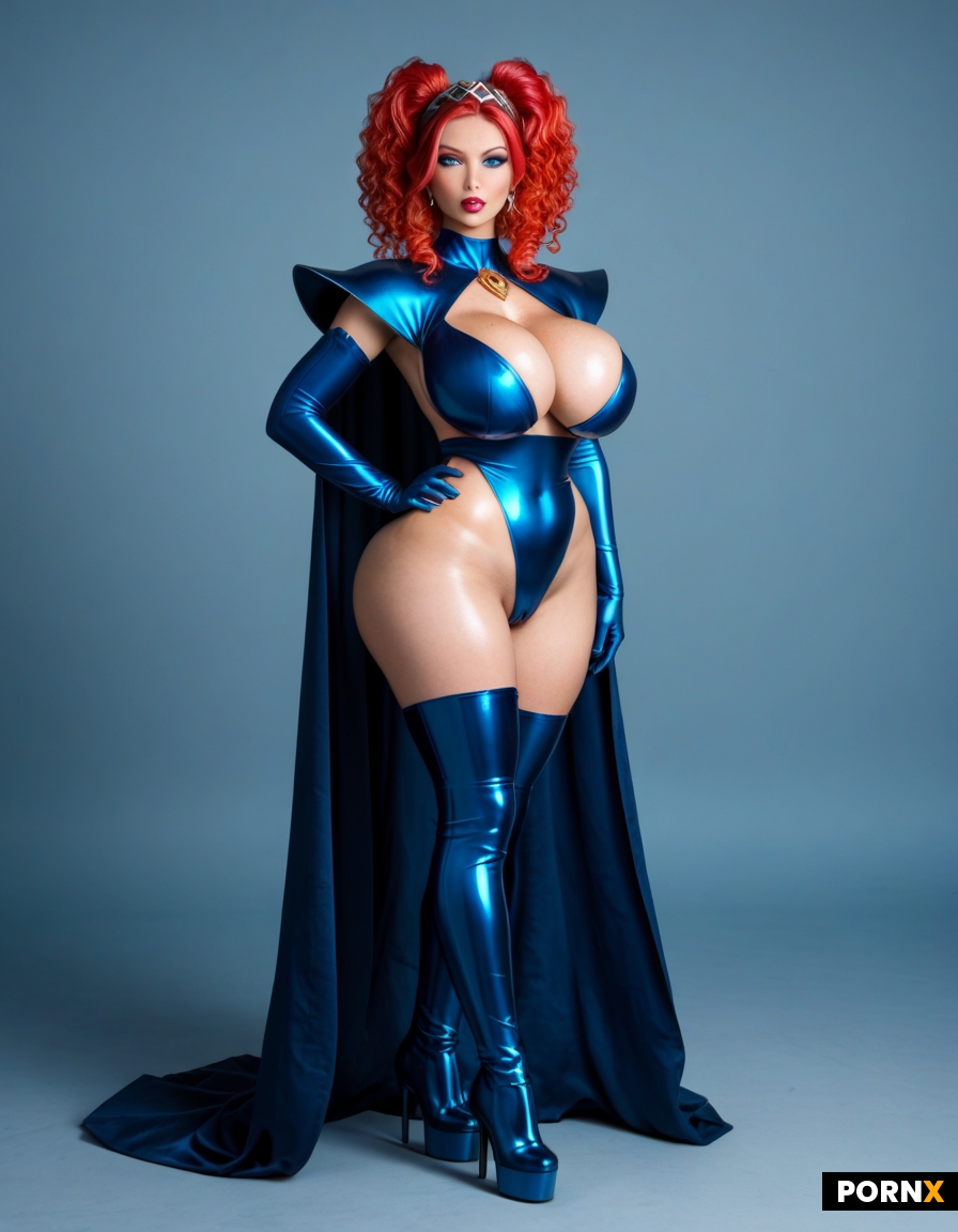 Dynamic dramatic Erotic futuristic scifi cartoon superhero villain