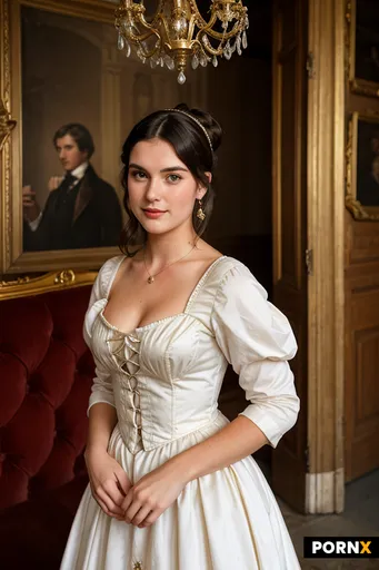 A woman in her twenties dressed as a 19th century French aristocrat