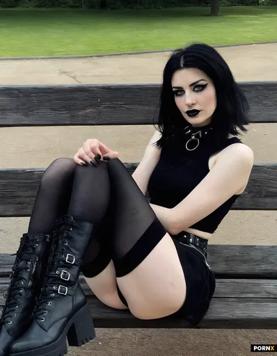 goth girl with messy medium length black hair