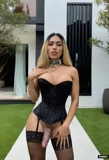 trans latina with big hard long cock   looking  wearing a metal collar