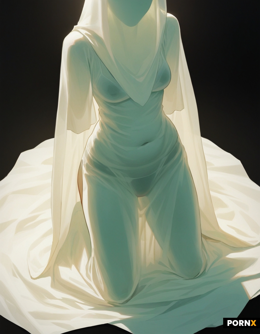 See-through white baggy female ghost costume
