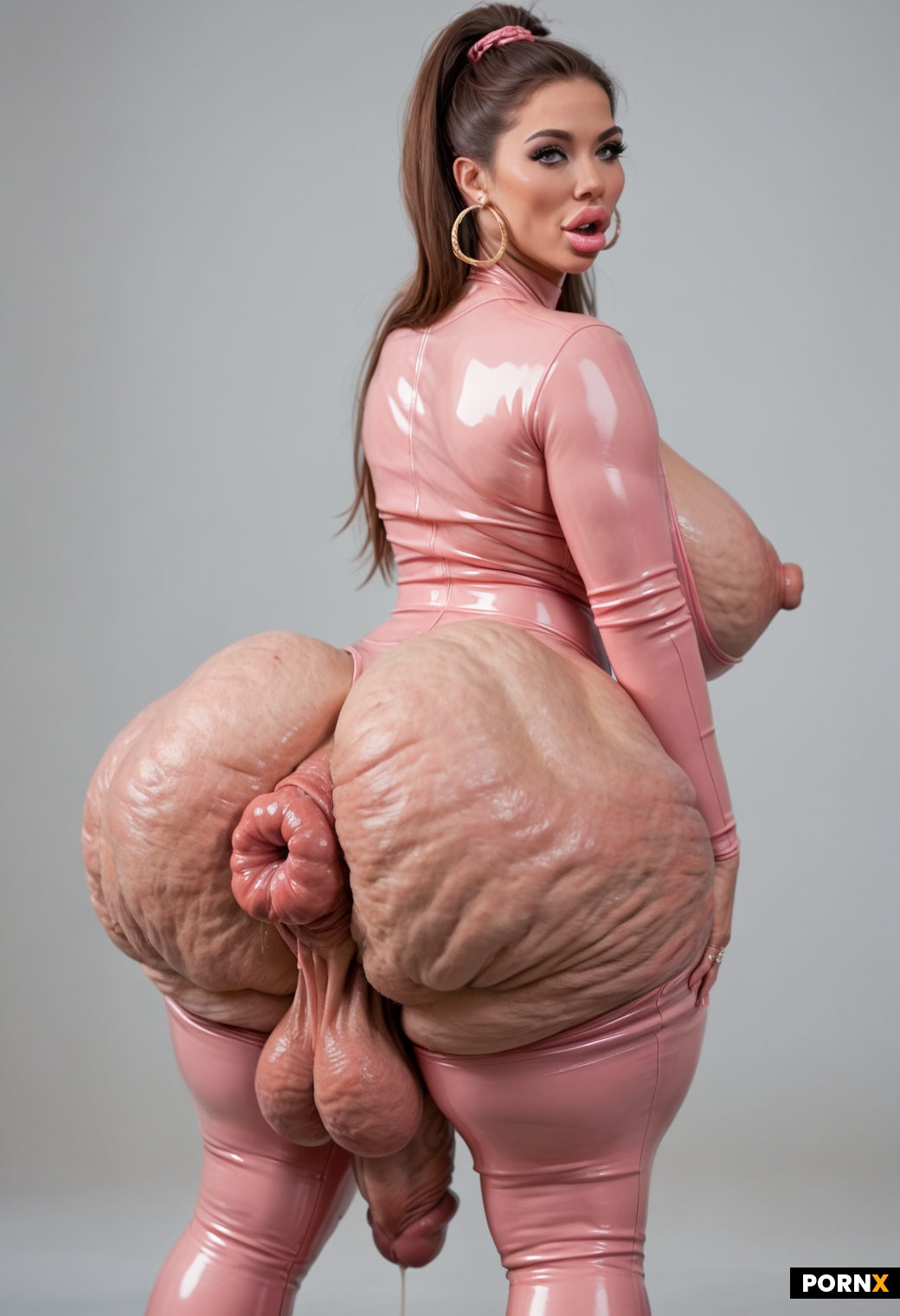 pink latex body suit
