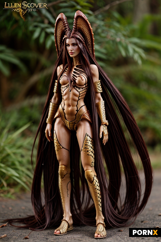 Female alien snake scale skin Predator with full body bone amor some fish bone