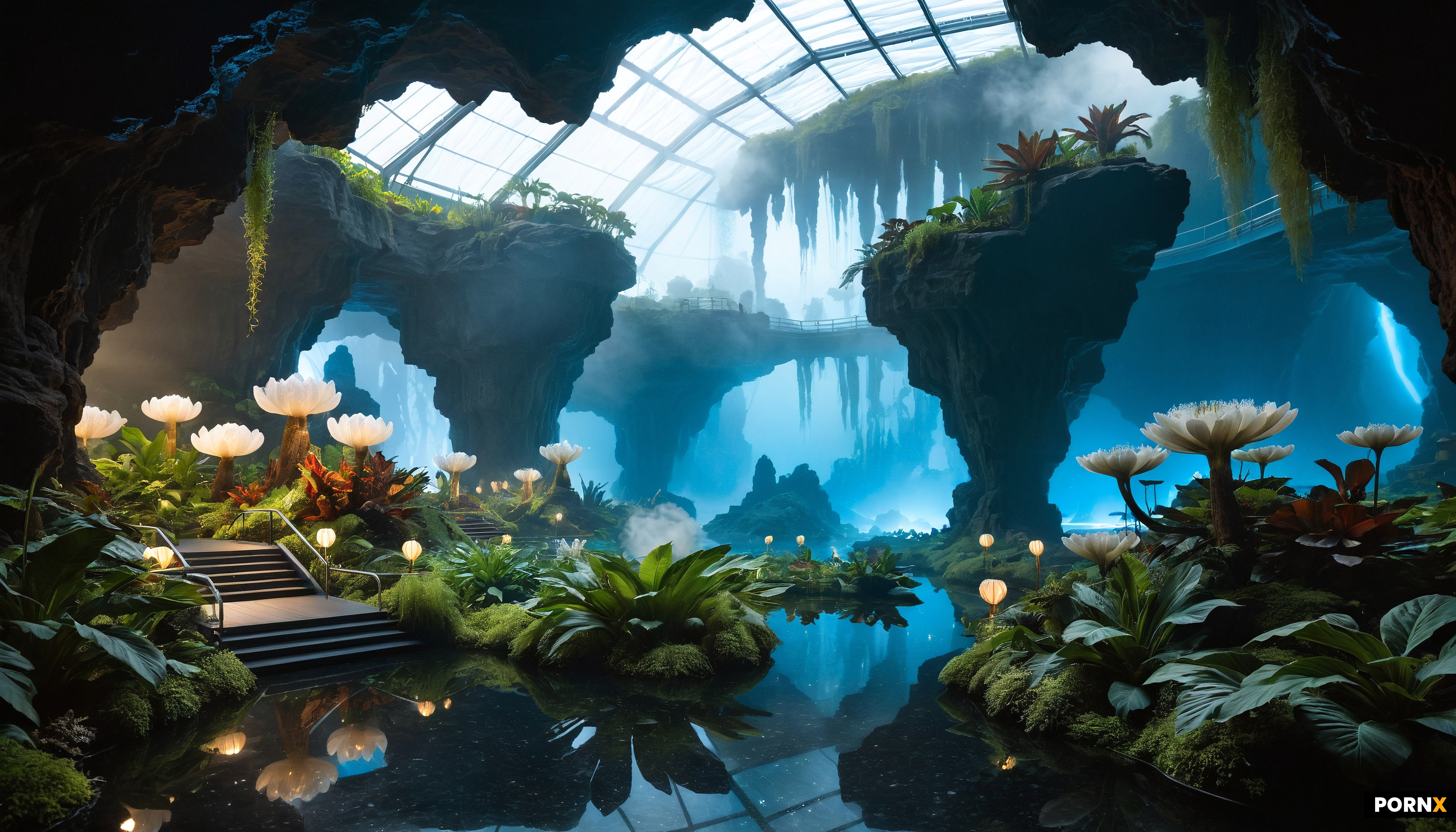 Inside a spaceship's hydroponic garden