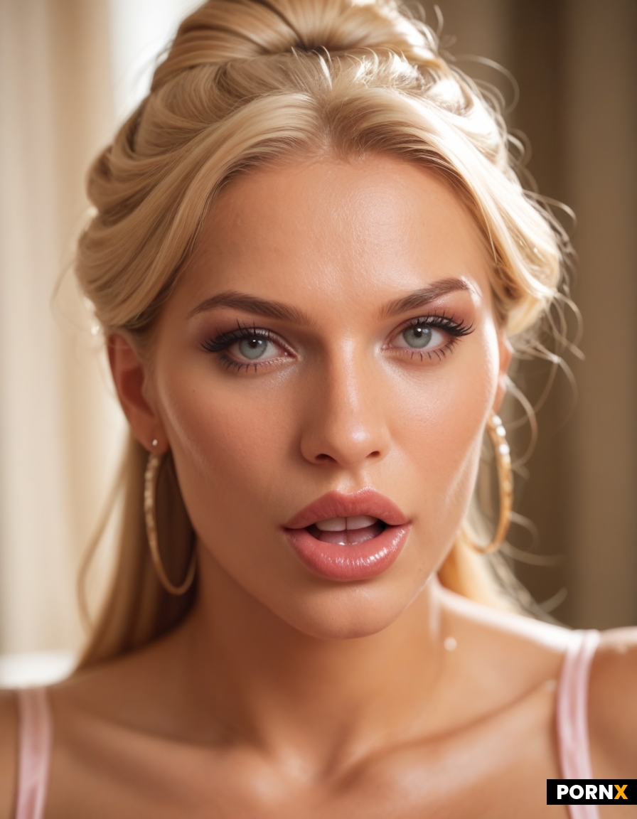 Bimbo blonde hooker with heavy make up