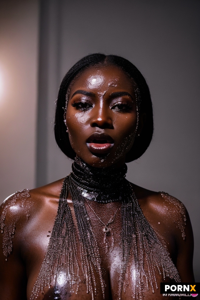 Hyperrealistic photo of an African woman with very dark ebony skin