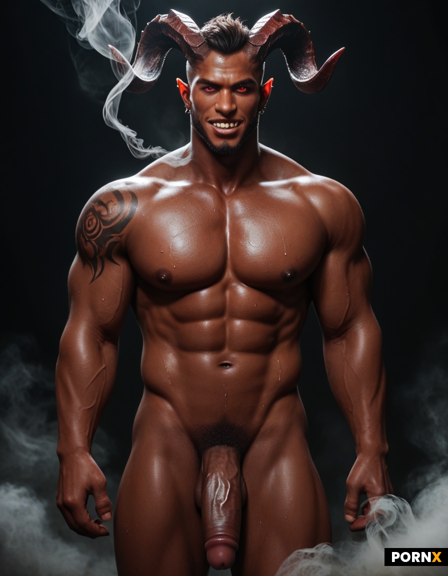 Satan god with good shape of tattoos body