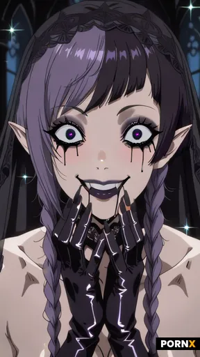 Black lace veil laughing